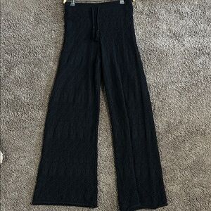 Miss Me Black Crochet Wide-Leg Pants
